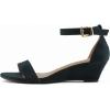 DREAM PAIRS Women’s Ingrid Ankle Strap Low Wedge Sandal(Navy/Suede)