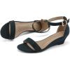 DREAM PAIRS Women’s Ingrid Ankle Strap Low Wedge Sandal(Navy/Suede)