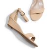 DREAM PAIRS Women’s Ingrid Ankle Strap Low Wedge Sandal(Nude/Nubuck)