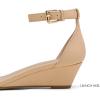 DREAM PAIRS Women’s Ingrid Ankle Strap Low Wedge Sandal(Nude/Nubuck)