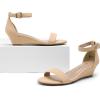 DREAM PAIRS Women’s Ingrid Ankle Strap Low Wedge Sandal(Nude/Nubuck)