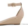 DREAM PAIRS Women’s Ingrid Ankle Strap Low Wedge Sandal(Nude/Suede)