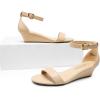 DREAM PAIRS Women’s Ingrid Ankle Strap Low Wedge Sandal(Nude-pu-1)