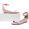 DREAM PAIRS Women’s Ingrid Ankle Strap Low Wedge Sandal(Pink/Suede)