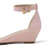 DREAM PAIRS Women’s Ingrid Ankle Strap Low Wedge Sandal(Pink/Suede)