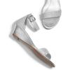 DREAM PAIRS Women’s Ingrid Ankle Strap Low Wedge Sandal(Silver/Plaid)