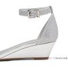 DREAM PAIRS Women’s Ingrid Ankle Strap Low Wedge Sandal(Silver/Plaid)