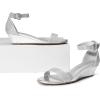 DREAM PAIRS Women’s Ingrid Ankle Strap Low Wedge Sandal(Silver/Plaid)