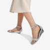 DREAM PAIRS Women’s Ingrid Ankle Strap Low Wedge Sandal(Silver/Plaid)