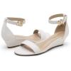 DREAM PAIRS Women’s Ingrid Ankle Strap Low Wedge Sandal(White/Pu-2)