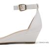 DREAM PAIRS Women’s Ingrid Ankle Strap Low Wedge Sandal(White/Pu-2)