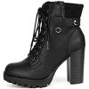 DREAM PAIRS Women’s Lace up Combat Ankle Boots High Chunky Heel Fashion Heeled Booties Shoes(Black)