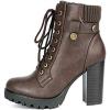 DREAM PAIRS Women’s Lace up Combat Ankle Boots High Chunky Heel Fashion Heeled Booties Shoes(Brown)