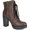 DREAM PAIRS Women’s Lace up Combat Ankle Boots High Chunky Heel Fashion Heeled Booties Shoes(Brown)