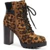 DREAM PAIRS Women’s Lace up Combat Ankle Boots High Chunky Heel Fashion Heeled Booties Shoes(Leopard)