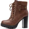 DREAM PAIRS Women’s Lace up Combat Ankle Boots High Chunky Heel Fashion Heeled Booties Shoes(Tan)