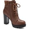 DREAM PAIRS Women’s Lace up Combat Ankle Boots High Chunky Heel Fashion Heeled Booties Shoes(Tan)