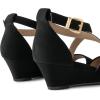 DREAM PAIRS Women’s Low Wedge Sandals Ankle Strap Heel Sandal Open Toe Wide Dress Summer Shoes(Black_nubuck)