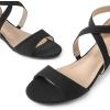 DREAM PAIRS Women’s Low Wedge Sandals Ankle Strap Heel Sandal Open Toe Wide Dress Summer Shoes(Black_nubuck)