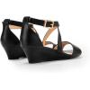 DREAM PAIRS Women’s Low Wedge Sandals Ankle Strap Heel Sandal Open Toe Wide Dress Summer Shoes(Black-pu)