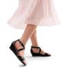 DREAM PAIRS Women’s Low Wedge Sandals Ankle Strap Heel Sandal Open Toe Wide Dress Summer Shoes(Black-pu)