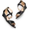 DREAM PAIRS Women’s Low Wedge Sandals Ankle Strap Heel Sandal Open Toe Wide Dress Summer Shoes(Black-pu)