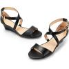 DREAM PAIRS Women’s Low Wedge Sandals Ankle Strap Heel Sandal Open Toe Wide Dress Summer Shoes(Black-pu)