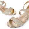 DREAM PAIRS Women’s Low Wedge Sandals Ankle Strap Heel Sandal Open Toe Wide Dress Summer Shoes(Gold)