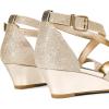 DREAM PAIRS Women’s Low Wedge Sandals Ankle Strap Heel Sandal Open Toe Wide Dress Summer Shoes(Gold)