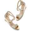 DREAM PAIRS Women’s Low Wedge Sandals Ankle Strap Heel Sandal Open Toe Wide Dress Summer Shoes(Gold)