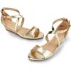 DREAM PAIRS Women’s Low Wedge Sandals Ankle Strap Heel Sandal Open Toe Wide Dress Summer Shoes(Gold-pu)