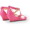 DREAM PAIRS Women’s Low Wedge Sandals Ankle Strap Heel Sandal Open Toe Wide Dress Summer Shoes(Hot Pink-pu)