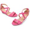 DREAM PAIRS Women’s Low Wedge Sandals Ankle Strap Heel Sandal Open Toe Wide Dress Summer Shoes(Hot Pink-pu)