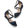 DREAM PAIRS Women’s Low Wedge Sandals Ankle Strap Heel Sandal Open Toe Wide Dress Summer Shoes(Navy Suede)