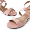 DREAM PAIRS Women’s Low Wedge Sandals Ankle Strap Heel Sandal Open Toe Wide Dress Summer Shoes(Nude Pat)