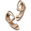 DREAM PAIRS Women’s Low Wedge Sandals Ankle Strap Heel Sandal Open Toe Wide Dress Summer Shoes(Nude_nubuck)