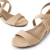 DREAM PAIRS Women’s Low Wedge Sandals Ankle Strap Heel Sandal Open Toe Wide Dress Summer Shoes(Nude_nubuck)