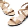 DREAM PAIRS Women’s Low Wedge Sandals Ankle Strap Heel Sandal Open Toe Wide Dress Summer Shoes(Nude-pat-1)
