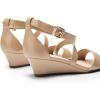 DREAM PAIRS Women’s Low Wedge Sandals Ankle Strap Heel Sandal Open Toe Wide Dress Summer Shoes(Nude-pat-1)