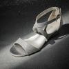 DREAM PAIRS Women’s Low Wedge Sandals Ankle Strap Heel Sandal Open Toe Wide Dress Summer Shoes(Silver)