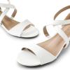 DREAM PAIRS Women’s Low Wedge Sandals Ankle Strap Heel Sandal Open Toe Wide Dress Summer Shoes(White_pu)