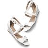 DREAM PAIRS Women’s Low Wedge Sandals Ankle Strap Heel Sandal Open Toe Wide Dress Summer Shoes(White_pu)