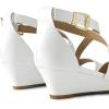 DREAM PAIRS Women’s Low Wedge Sandals Ankle Strap Heel Sandal Open Toe Wide Dress Summer Shoes(White_pu)