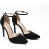 DREAM PAIRS Women’s Oppointed-Lacey Pointed Toe Ankle Strap High Heel Stiletto Pumps Wedding Dress Shoes(Black/Suede)