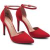 DREAM PAIRS Women’s Oppointed-Lacey Pointed Toe Ankle Strap High Heel Stiletto Pumps Wedding Dress Shoes(Red/Suede)