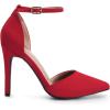 DREAM PAIRS Women’s Oppointed-Lacey Pointed Toe Ankle Strap High Heel Stiletto Pumps Wedding Dress Shoes(Red/Suede)