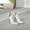 DREAM PAIRS Women’s Oppointed-Lacey Pointed Toe Ankle Strap High Heel Stiletto Pumps Wedding Dress Shoes(Silver/Glitter)