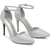 DREAM PAIRS Women’s Oppointed-Lacey Pointed Toe Ankle Strap High Heel Stiletto Pumps Wedding Dress Shoes(Silver/Glitter)
