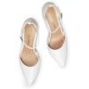 DREAM PAIRS Women’s Oppointed-Lacey Pointed Toe Ankle Strap High Heel Stiletto Pumps Wedding Dress Shoes(White/Pu)