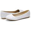 DREAM PAIRS Women’s Sole-Shine Rhinestone Ballet Flats Shoes(White)